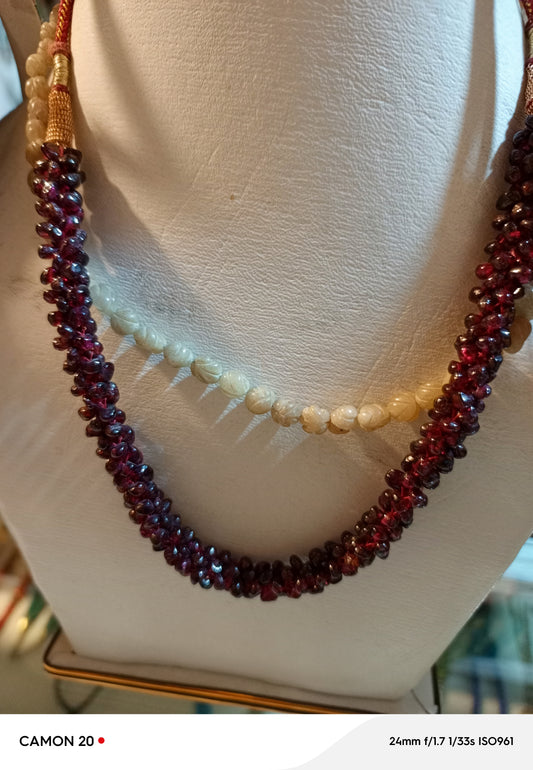 Traditional Handmade Red Stone Necklace from Gilgit Baltistan Cultural Mala Jewelry